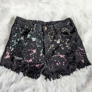 Levi's Pastel Rainbow Splatter Distressed Shorts